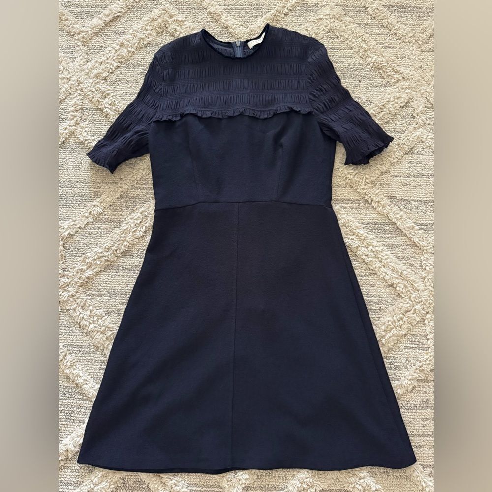 Sandro Fit and Flare Crepe Navy Dress Size 2 - Picture 6 of 15